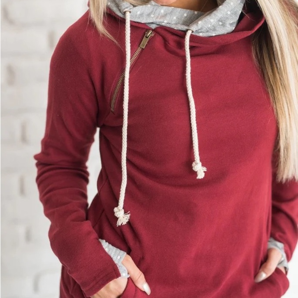 Ampersand Double Hoodie Cranberry Dot